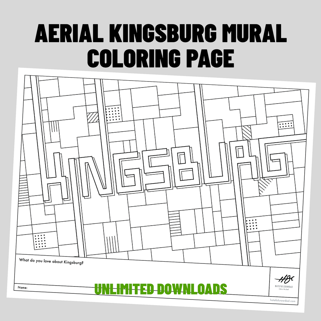 Aerial Kingsburg Mural Coloring Page